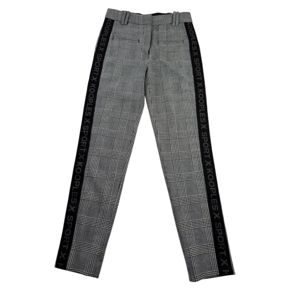 The Kooples Paris Slim Fit Houndstooth Logo Tape Trousers